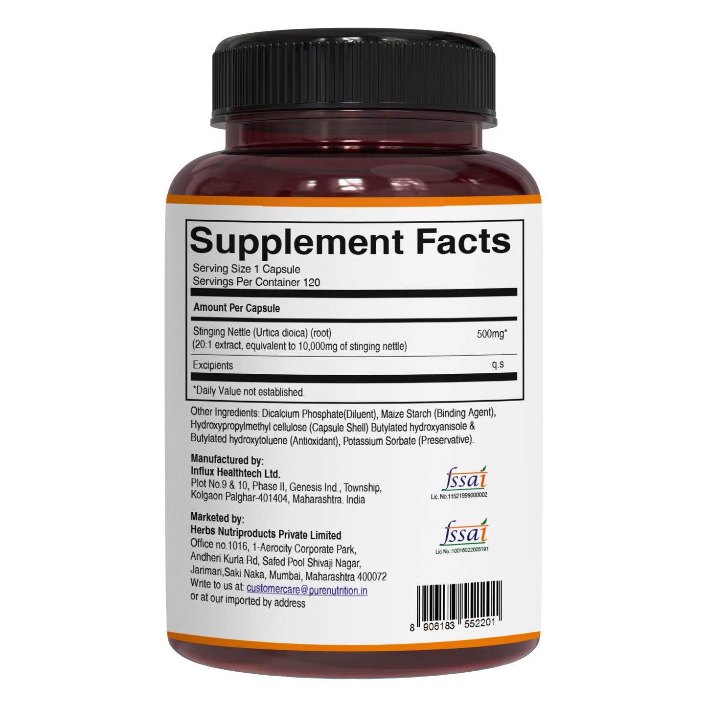 Pure Nutrition Stinging Nettle 120 Veg Capsules | Herbal Supplement for Overall Wellness