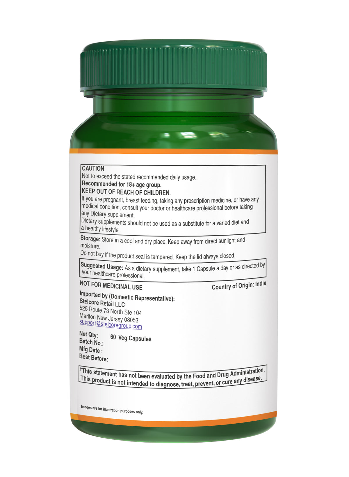 Tulsi Extract Capsules – 500 mg (Holy Basil) | Stress Support, Immune Booster & Antioxidant Herbal Supplement