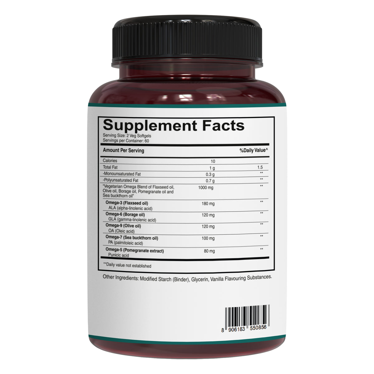 Vegan Omega 3 5 6 7 9 Supplement - Plant-Based Fatty Acid Complex for Heart & Brain Health