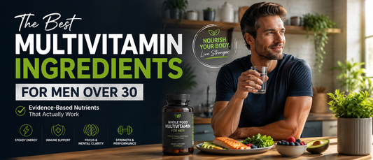 Healthy man over 30 choosing a whole food multivitamin for daily wellness