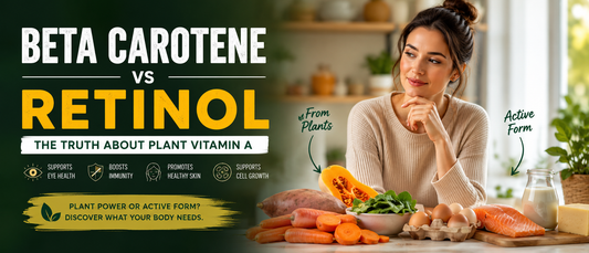 Beta carotene vs retinol comparison showing plant vitamin A sources and active vitamin A foods
