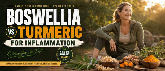 Boswellia resin and turmeric root compared for joint inflammation with an active middle-aged adult outdoors.
