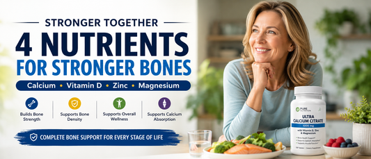 Healthy adults using a calcium supplement for bone health while enjoying an active outdoor lifestyle.