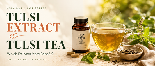 Holy basil for stress comparison with tulsi extract capsules and freshly brewed tulsi tea