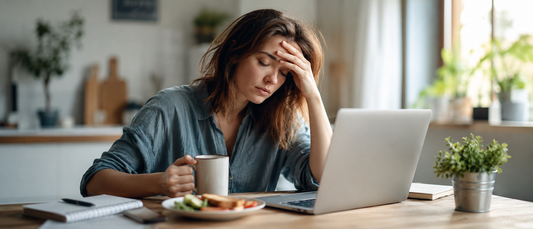 Woman experiencing fatigue and brain fog from possible vitamin B12 deficiency