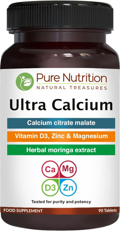 Ultra Calcium Citrate 1000mg Highly absorbable Calcium Supplement with Calcium Citrate Malate, Vitamin D, Zinc and Magnesium - 1 Tablet Daily | Non-GMO | Gluten-Free