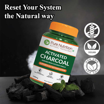 Activated Charcoal 600mg | Coconut Shell | 180 Veg Capsules | General Wellness