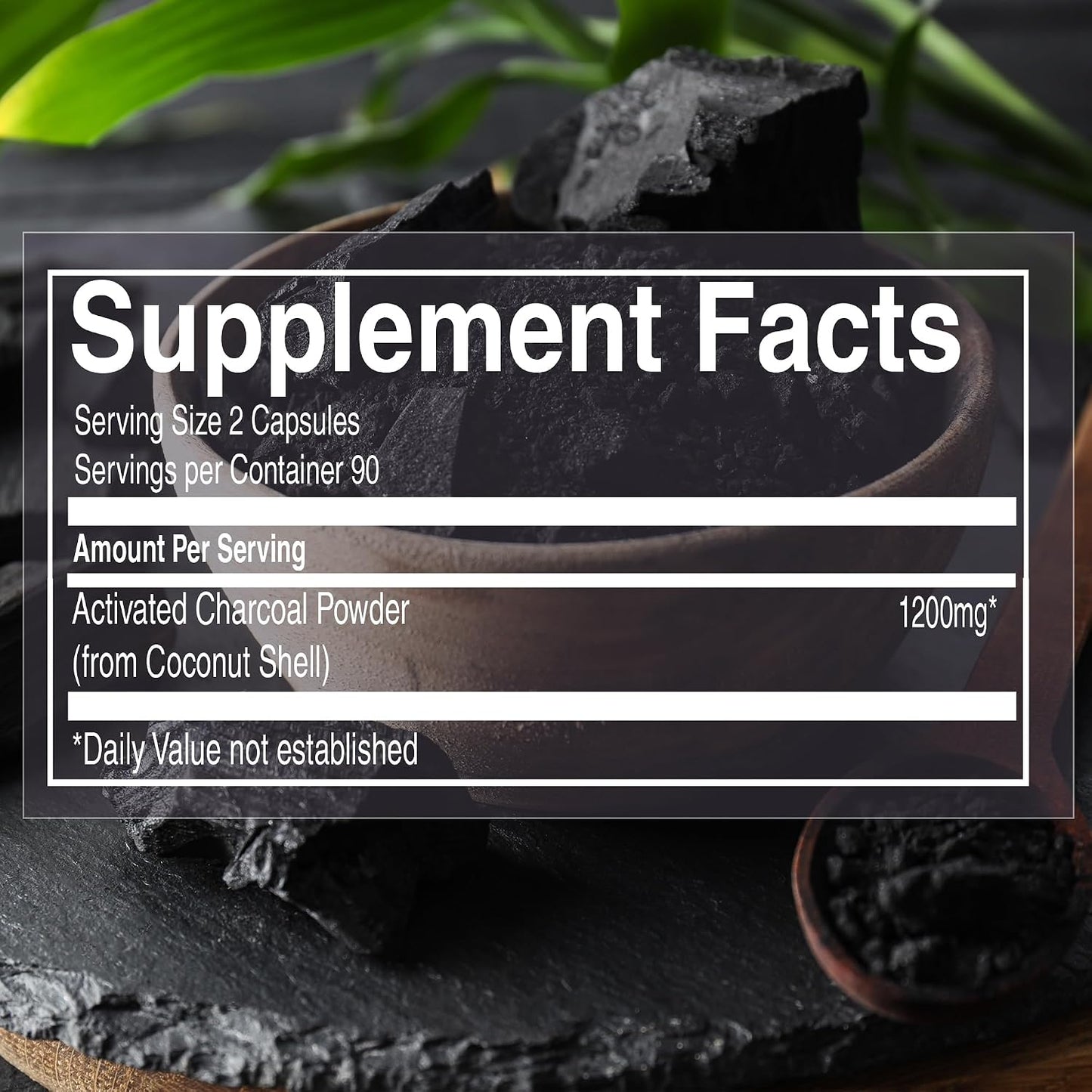 Activated Charcoal 600mg | Coconut Shell | 180 Veg Capsules | General Wellness