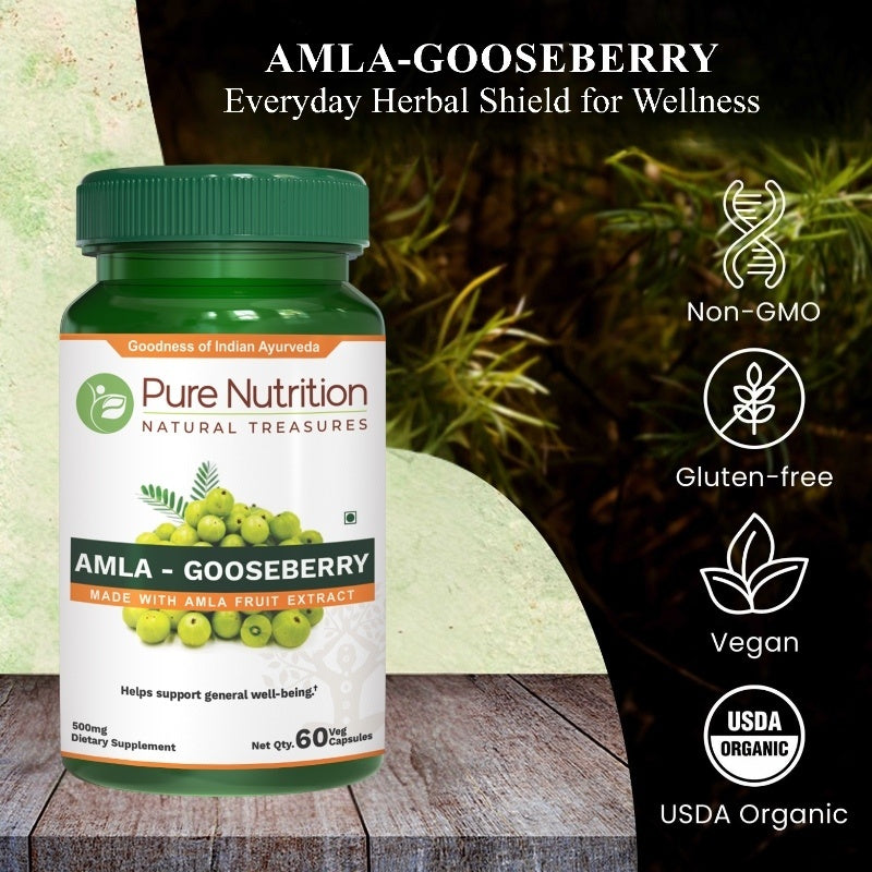Amla Extract (Indian Gooseberry) Capsules – 1000 mg | Immune Support, Skin & Hair Health | Rich in Vitamin C & Antioxidants