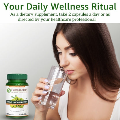 Amla Extract (Indian Gooseberry) Capsules – 1000 mg | Immune Support, Skin & Hair Health | Rich in Vitamin C & Antioxidants