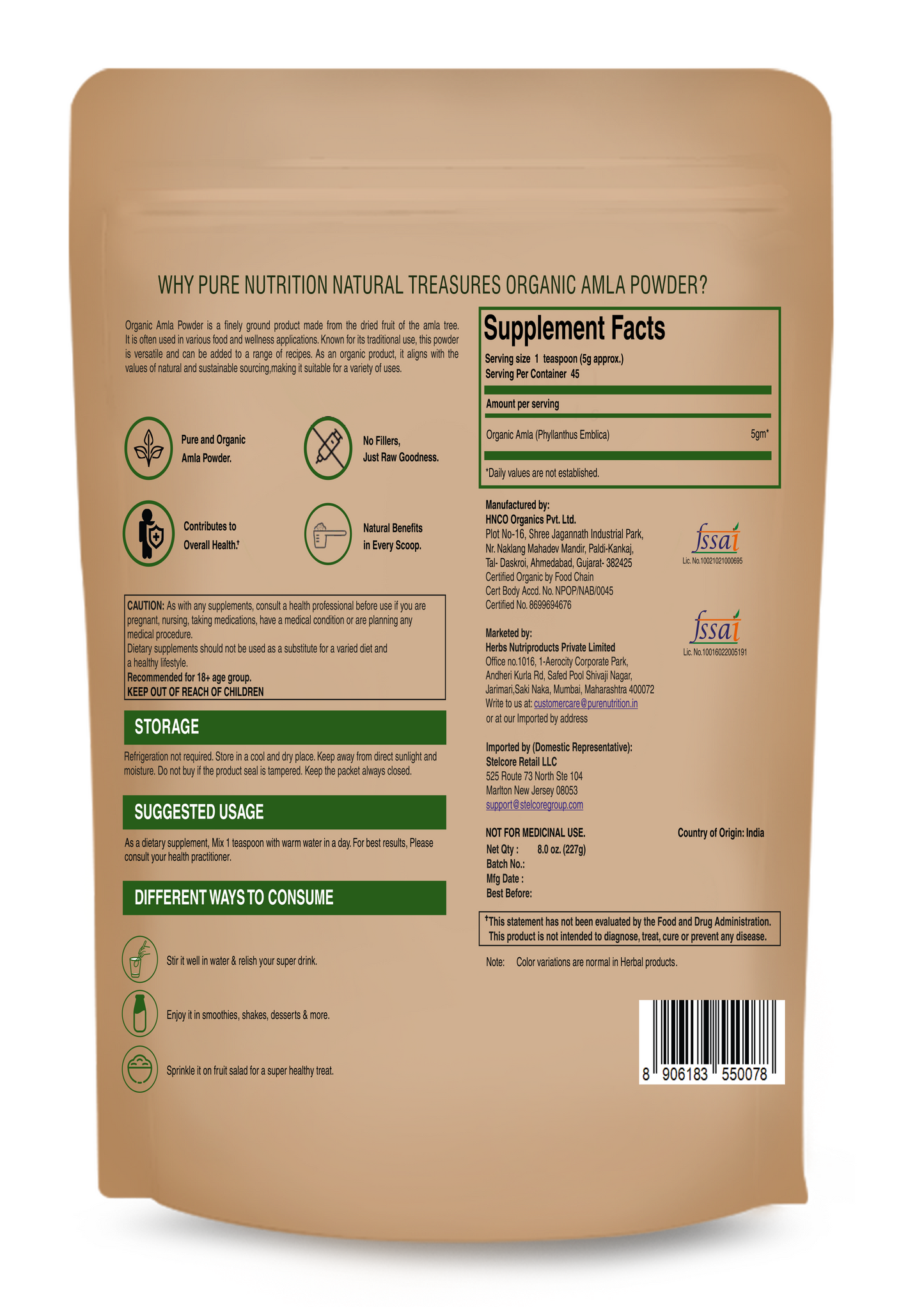 Pure Nutrition Organic Amla Powder | 227 g