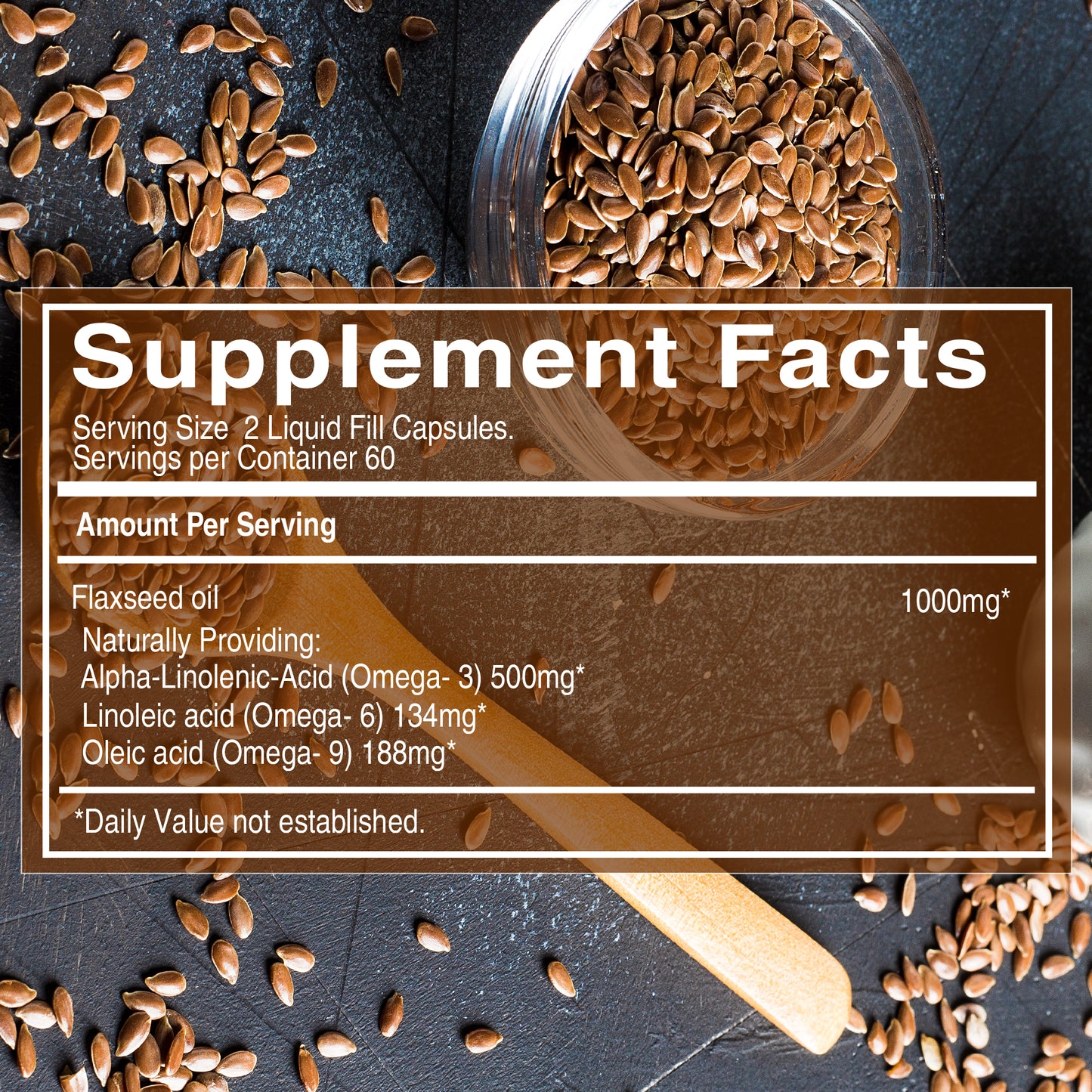 Pure Nutrition Flaxseed Oil 1000mg – 120 Veg Capsules | Rich in Omega-3, Omega-6 & Omega-9 | Supports General Wellness