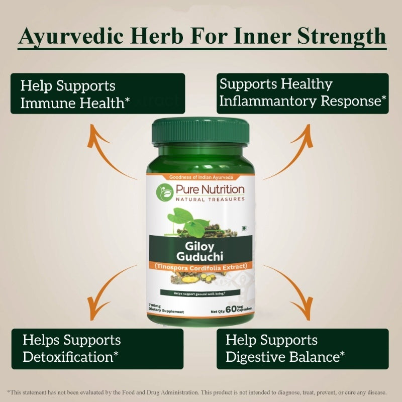 Giloy Extract Capsules – 500 mg (Guduchi) | Immune Support, Antioxidant & Herbal Wellness Supplement