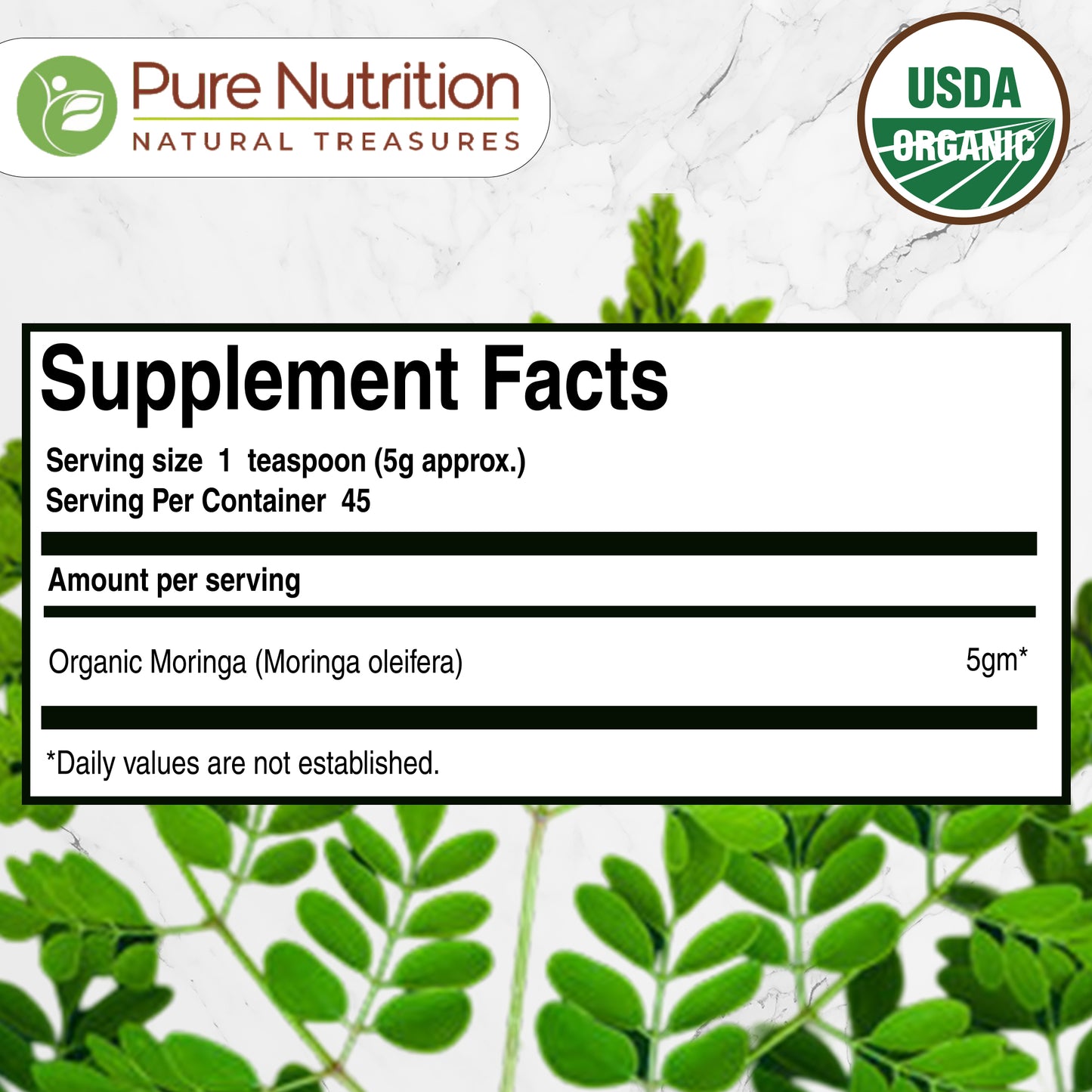 Pure Nutrition Organic Moringa Powder | 227 g