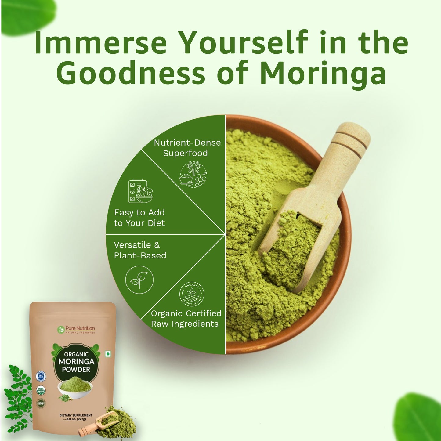 Pure Nutrition Organic Moringa Powder | 227 g