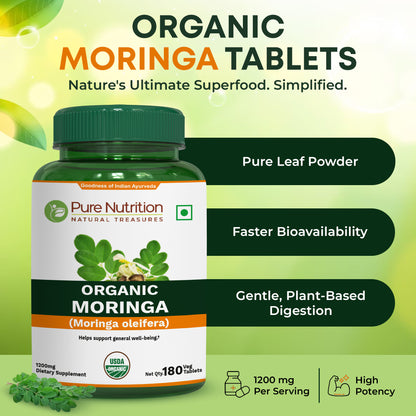 Pure Nutrition Organic Moringa Tablets – 1200 mg