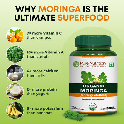 Pure Nutrition Organic Moringa Tablets – 1200 mg