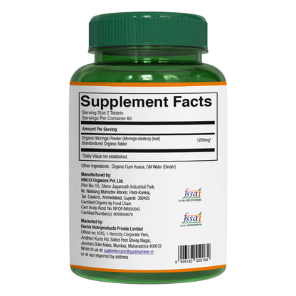 Pure Nutrition Organic Moringa Tablets – 1200 mg