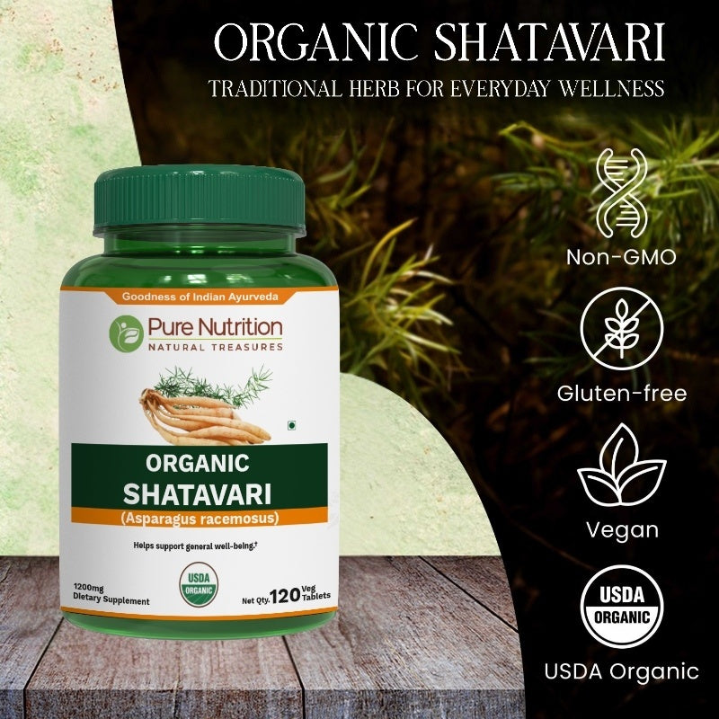 Pure Nutrition Organic Shatavari Tablets – 1200 mg