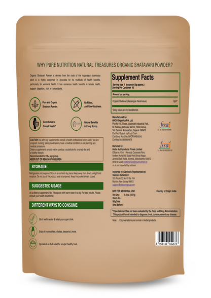 Pure Nutrition Organic Shatavari Powder | 227 g