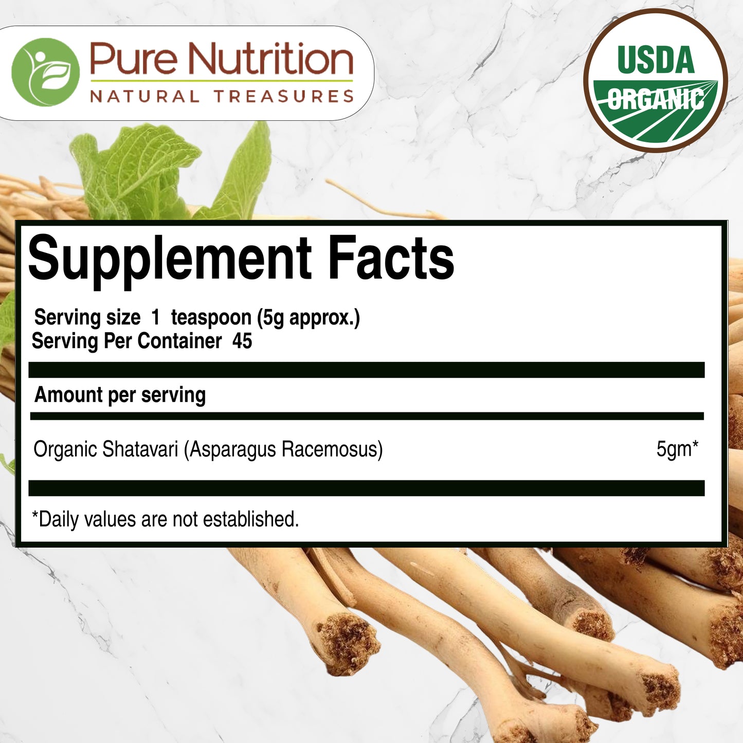Pure Nutrition Organic Shatavari Powder | 227 g