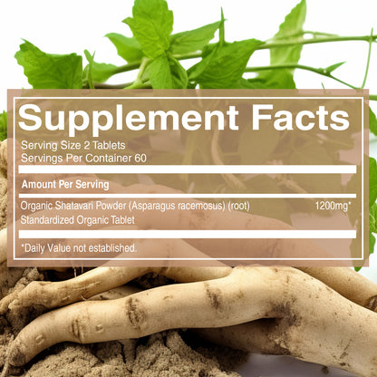 Pure Nutrition Organic Shatavari Tablets – 1200 mg