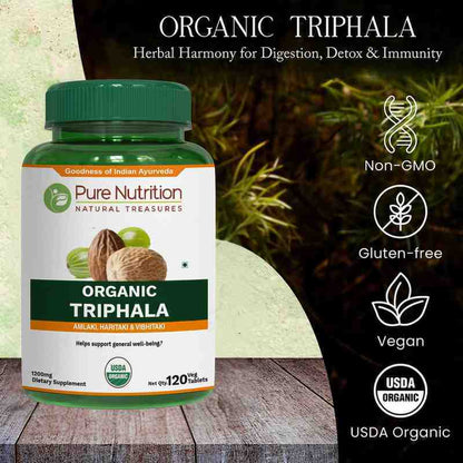 Pure Nutrition Organic Triphala 120 Veg Tablets