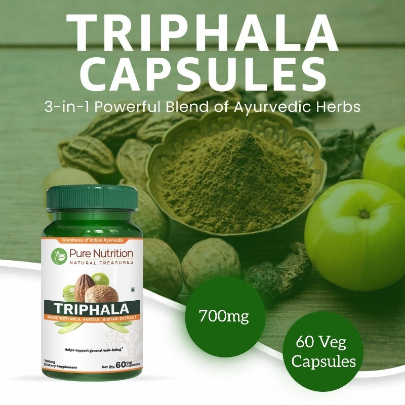 Triphala Extract Capsules - Traditional Ayurvedic Digestive Support & Gentle Daily Detox
