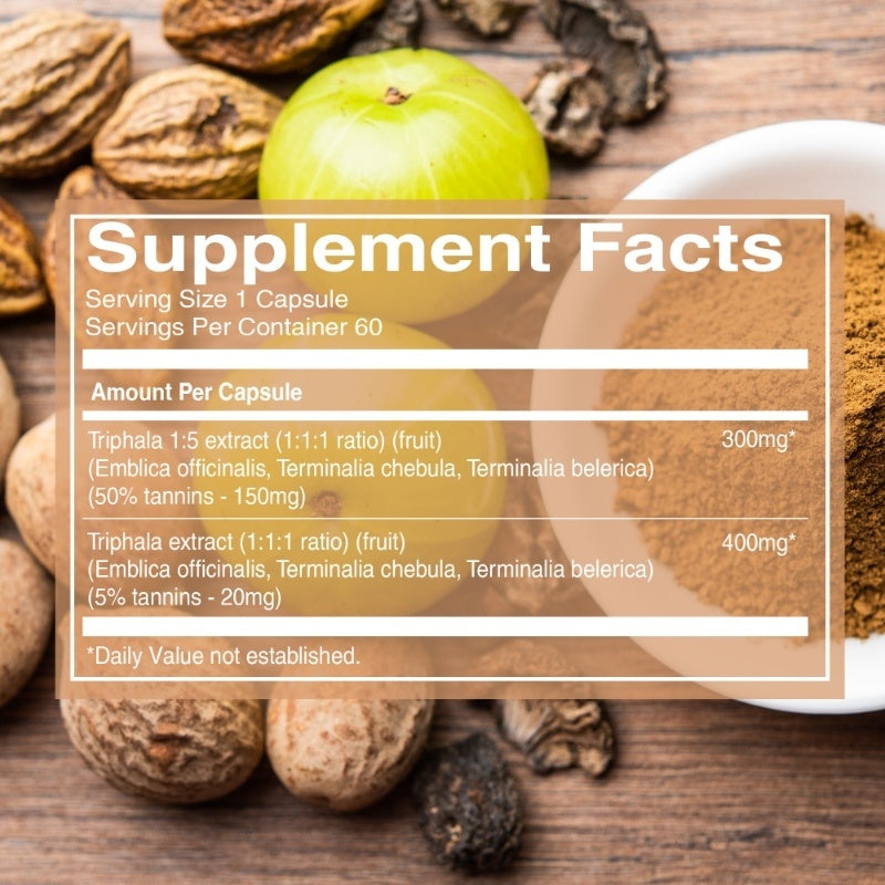 Triphala Extract Capsules - Traditional Ayurvedic Digestive Support & Gentle Daily Detox