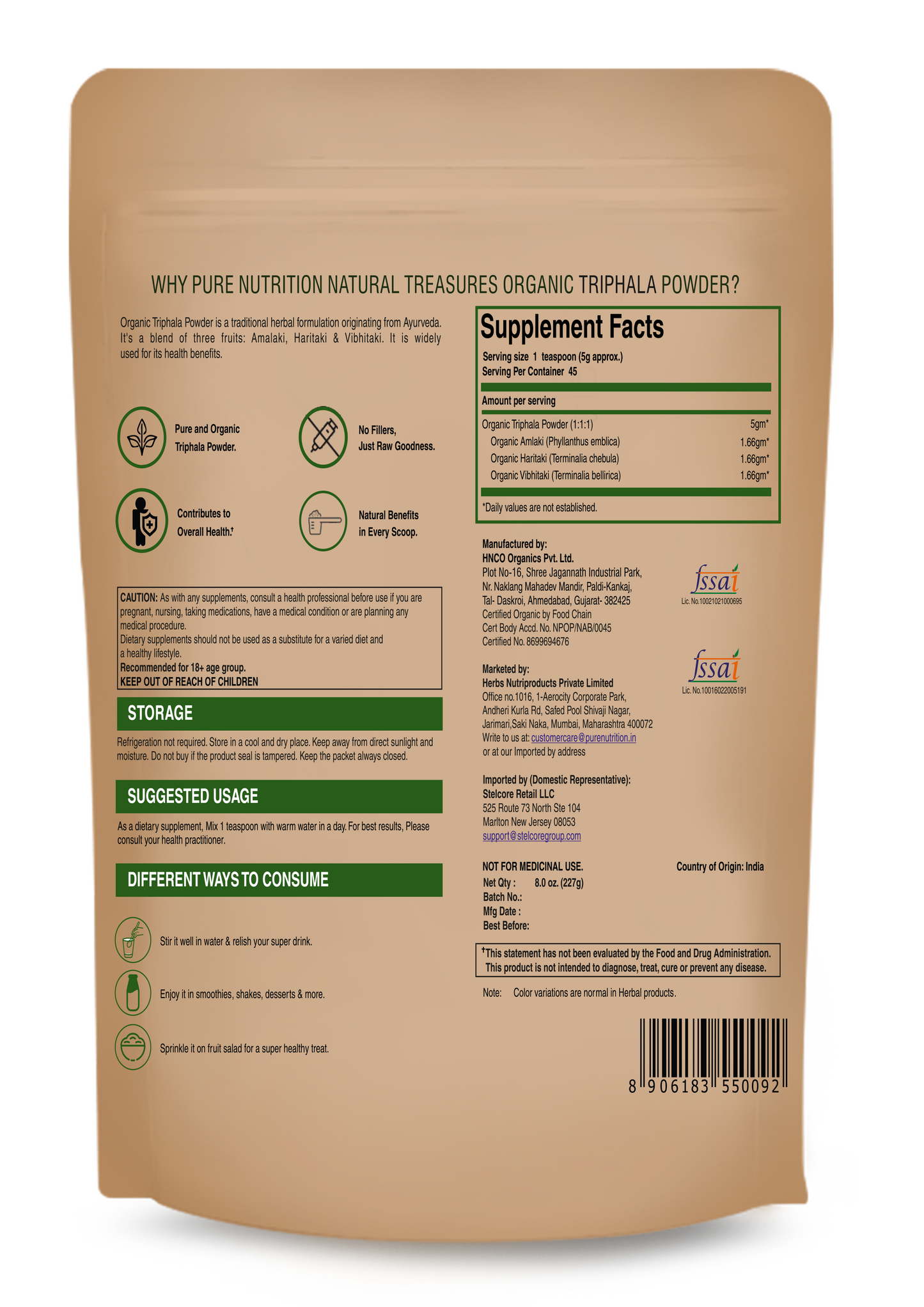 Pure Nutrition Organic Triphala Powder | 227 g