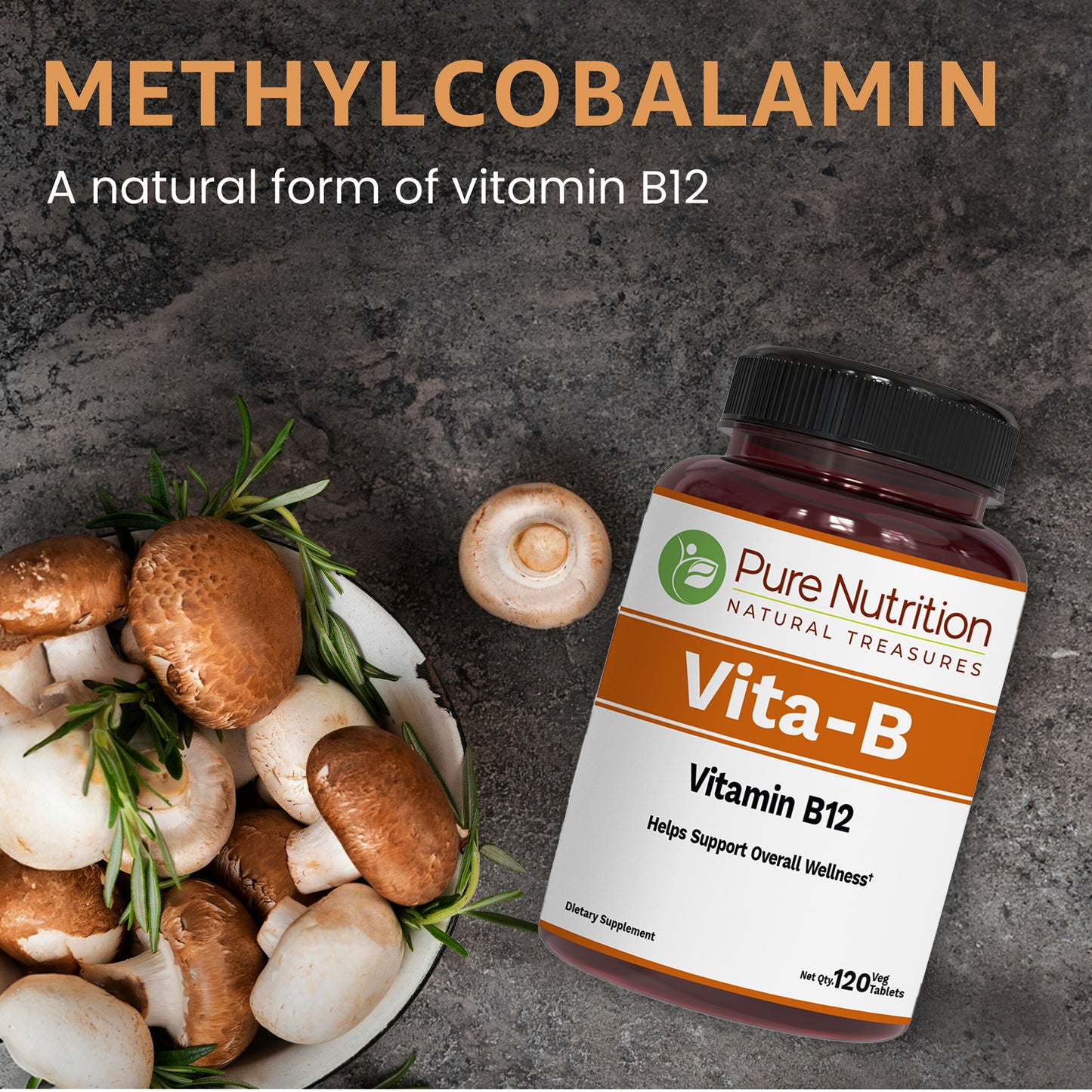 Pure Nutrition Vita-B – Vitamin B12 (Methylcobalamin) | 120 Veg Tablets